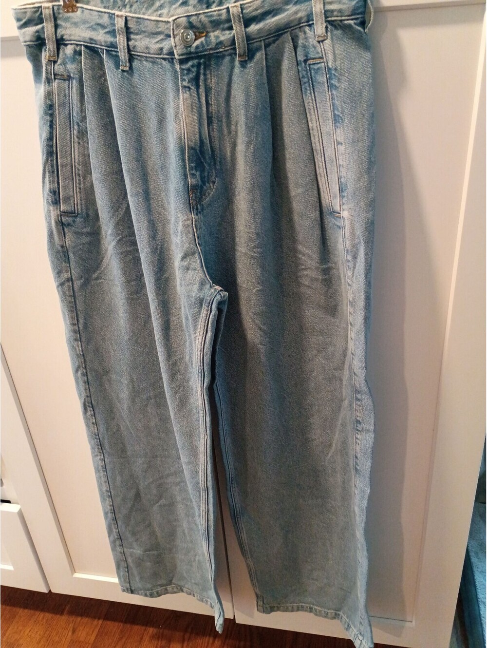 Designer sample Vintage Light Wash Pleated Front Jeans